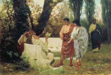 Catullus liest seine Gedichte an Freunde Stephan Bakalowicz Das antike Rom Ölgemälde